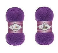 Alize Lot de 2 écheveaux de fil en coton doré 55% coton 45% acrylique pour tricot à la main 200 g 700 m (44-violet)