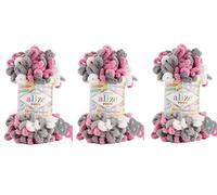 Alize Lot de 3 couvertures pour bébé couleur bouffante - Big Loop - 300 g, 27,4 m, 100 % micropolyester doux - Tricot à la main - Pelote de laine peignée super épaisse et volumineuse
