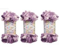Alize Lot de 3 couvertures Puffy Color pour bébé - Big Loop - 300 g, 27,7 m, 100 % micropolyester doux - Fil peigné, super épais et épais