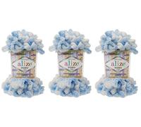 Alize Lot de 3 Pelotes de Fil à Grosses Boucles pour Couverture de Bébé - 100% Micropolyester Doux et Épais - 300 g et 27,4 m - Fil à Tricoter Super Épais (5865)