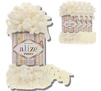 Alize Lot de 5 pelotes de laine turque bouffée de 100 g de fil chenille super bulky doux pour bébé Pelote de laine chenille douce XXL pour amigurumi (crème légère | 62)