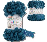 Alize Lot de 5 pelotes de laine turque Puffy Super Bulky - 100 g - Douces - Pour bébé - Pelote XXL - Pour Amigurumi (Patrouille | 646)