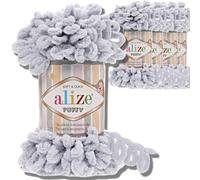 Alize - Lot de 5 pelotes de laine turque Puffy - Super Bulky - Pelote XXL - Douce - Pour bébé - 100 g - Pelote XXL pour amigurumi (gris - 416)