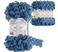 Alize - Lot de 5 pelotes de laine turque Puffy - Super Bulky - Pelote XXL pour amigurumi (indigo - 637) - 100 g