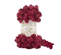 Alize Puffy Baby Grande pelote de laine pour couverture en boucle 100 % micropolyester laine douce Chaque pelote 100 g 9 m - 107 Cerise