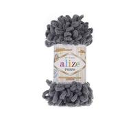 Alize Puffy Baby Grande pelote de laine pour couverture en boucle 100% Micropolyester Laine douce Chaque pelote 100g 9m - 87 Gris charbon