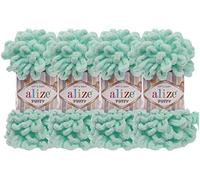 4 skn/Ball Alize Puffy Baby Pelote de laine à grosses boucles 100 % micropolyester 400 g (19- Turquoise clair)