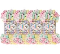Alize Puffy Color Lot de 4 pelotes de fil à tricoter à la main 100% micropolyester doux pour couverture de bébé 400 g 39 m (5862)