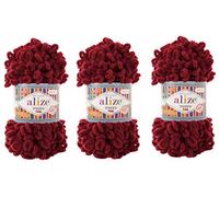 Alize Puffy Lot de 3 pelotes de laine fine pour couverture de bébé 300 g 48 m 100 % micropolyester doux à tricoter à la main Super épais