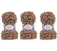 Alize Puffy - Lot de 3 pelotes de laine fine pour couverture de bébé - 300 g - 48 m - 100 % micropolyester - Fil à tricoter à la main - Fil tissé très épais (329)