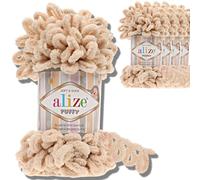 Alize Puffy - Lot de 5 pelotes de laine turque de 100 g chacune - Super Bulky - Pelote XXL pour Amigurumi - Douce - Laine bébé, pour crochet et tricot (Miel - 310)