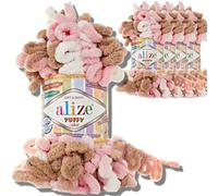 Alize Puffy - Lot de 5 pelotes de laine turque de 100 g chacune - Super Bulky - Pelote XXL pour Amigurumi - Douce - Laine bébé, pour crochet et tricot (6046)