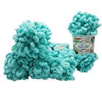 Alize Puffy super bulky Lot de 5 pelotes de laine à tricoter, 100 g par pelote donc 500 g au total, à boucles, idéales pour le tricotage au doigts et sans aiguille, en menthe 19