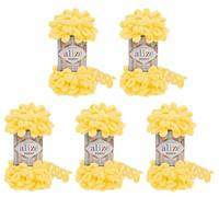 Alize Puffy super bulky Lot de 5 pelotes de laine à tricoter, 100 g par pelote donc 500 g au total, à boucles, idéales pour le tricotage au doigts et sans aiguille, en orange 216