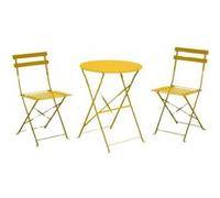 Ensemble Guéridon de jardin Cuba Ø 60 cm - miel + 2 Chaises pliante Cuba