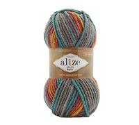 Alize SuperLana Maxi Batik 25% Laine 75% Acrylique Chaque écheveau 100g 100m Lot de 4 écheveaux - 7830