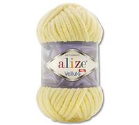 Alize Velluto - Bobine de laine de 100 g, dans 30 couleurs, 13, couleur jaune clair