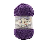 Alize Velluto Fil pour couverture de bébé 100% MicroPolyester Lot de 5 écheveaux 340 m 500 grammes, Poids du fil : Super épais (Violet 44)