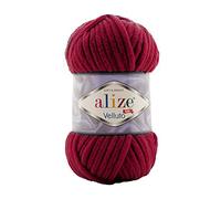 Alize Velluto Lot de 5 pelotes de fil pour couverture de bébé 100 % micropolyester 340 m 500 g Poids du fil : super volumineux (cerise 107)