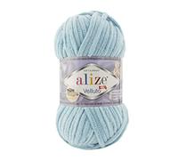 Alize Velluto Lot de 5 pelotes de fil pour couverture de bébé 100 % micropolyester 340 m 500 g Poids du fil : super volumineux (Azure 414)