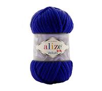 Alize Velluto Lot de 5 pelotes de fil pour couverture de bébé 100 % micropolyester 340 m 500 g Poids du fil : super volumineux (bleu marine 360)