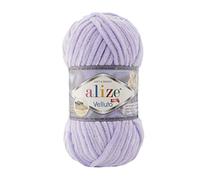 Alize Velluto Lot de 5 pelotes de laine pour couverture de bébé 100% MicroPolyester - 340 m - 500 g - Poids de fil : Super Bulky (lilas 146)