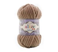 Alize Velluto Lot de 5 pelotes de laine pour couverture de bébé 100% MicroPolyester - 500 g - 340 m, Poids de fil: Super Bulky (marron 329)