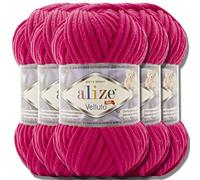 Alize Velluto - Lot de 5 pelotes de laine turque - 100 g chacune - Super Bulky - Pelote XXL - Pour amigurumi - Douce - Laine bébé, pour crochet et tricot (Bougainvilliers - 798)