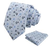 Alizeal Cravate carrée de poche pour homme Motif floral 8 cm, 142-Bleu clair + Bleu marine, taille unique