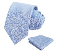 Alizeal Cravate et cravate de poche pour homme Motif floral 8 cm, 142-Bleu clair-C, taille unique
