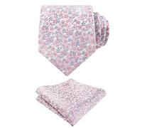 Alizeal Cravate florale de couleur claire pour homme et petite fleur colorée pour fête de mariage, 142-Argent + Rose Clair, taille unique