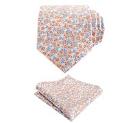 Alizeal Cravate florale de couleur claire pour homme et petite fleur colorée pour fête de mariage, 142-bleu clair + orange, taille unique