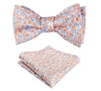 Alizeal Ensemble nœud papillon et carré de poche pour homme Motif floral coloré, 045-Bleu clair + Orange, taille unique