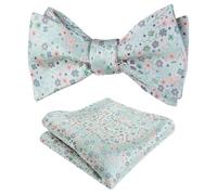 Alizeal Ensemble nœud papillon et carré de poche pour homme Motif floral coloré, vert clair, taille unique
