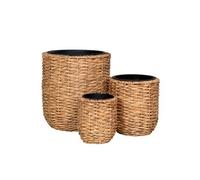 ALIZEE - Lot de 3 cache-pots en jacinthe d'eau naturelle doublés de pots en plastiques - Altobuy G