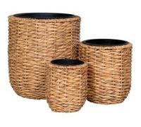 ALIZEE - Lot de 3 cache-pots en jacinthe d'eau naturelle doublés de pots en plastiques - Altobuy G
