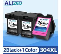 Alizeo 304 cartouche d'encre Compatible pour HP304 pour HP 304XL Deskjet ENVY Officejet 2600 2630 3723 3724 3730 3732 3752 3755 3758-2 Noir 1 Couleur