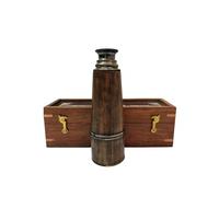Aljiwar Marine Sailor-Dollond London Spyglass Télescope en laiton haute résolution avec boîte en bois, beau couvercle et finition 40,6 cm