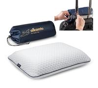 alkamto Oreiller de Voyage Ergonomique en Mousse à mémoire de Forme avec Coussin thermorégulateur - Sac de Transport étanche Inclus