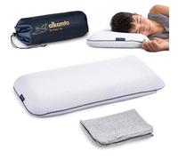 alkamto® Oreiller orthopédique pour enfants | 66x33 |Certifié Oeko-Tex | Oreiller plat en mousse à mémoire de forme | Pour les enfants et les tout-petits de 3 à 8 ans | Avec couvercle thermorégulateur
