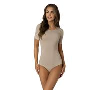 Alkato Body Femme Manches Courtes Coton - Body Classique avec Col Rond et Fermeture à Pression, Beige, M (Short 158-164 cm)