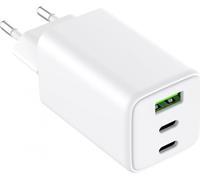 alkaya . Chargeur USB-C+C+A, Chargeur rapide Iphone, Samsung, Xiaomi, Huawei, Sony, Google Prise de charge 3 ports - Blanc