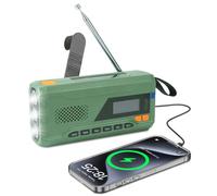 Alkia Radio d'urgence, à manivelle, FM/DAB+/DAB, portable, avec batterie externe de 4000 mAh, chargeur de téléphone, charge USB, manivelle, alarme SOS, lampe de poche 3 modes, pour extérieur, camping