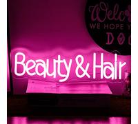 Alkkign Panneau lumineux néon LED pour salon de coiffure, salon de coiffure, salon de beauté, décoration de chambre de fille, magasin de beauté (lettre rose)