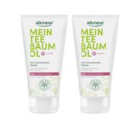 alkmene Lot de 2 masques à l'huile d'arbre à thé contre les boutons, les points noirs et les impuretés - Végétalien - 75 ml - Réduction des boutons - Masque facial pour homme et femme - Masque facial