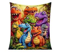 ALKNOT 130 x 150 cm - Couverture en flanelle douce - Couverture amusante avec dinosaures souriants en impression HD - Couverture chauffante légère et confortable - Pour les fans de dinosaures