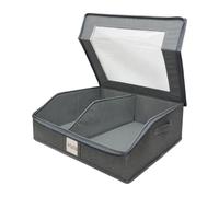 Alksubbm Boîte de rangement pliable à couvercle transparent | Organiseur à deux sections, étagère de rangement pliable, aide au rangement de placard, utilitaire domestique
