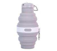 Alksubbm Bouteille d'eau pour randonnée, couvercle de buse gris | Corps en silicone, option de transport à clipser, rangement compact pour la randonnée, les entraînements