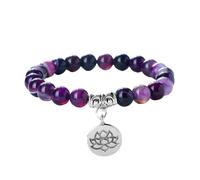 Alksubbm Bracelet élastique élégant réglable avec perles de bouddhas avec breloque lotus pour homme et femme - Bracelet empilable multicouche, One Size, Comme décrit