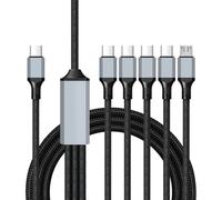 Alksubbm Câble de charge multi-appareils USB-C 2 en 1, 1 pour 5 3 m | Câble de transfert de données 480 Mbps, ligne de charge multiple de type C, diviseur tressé, port mixte, bureau à domicile